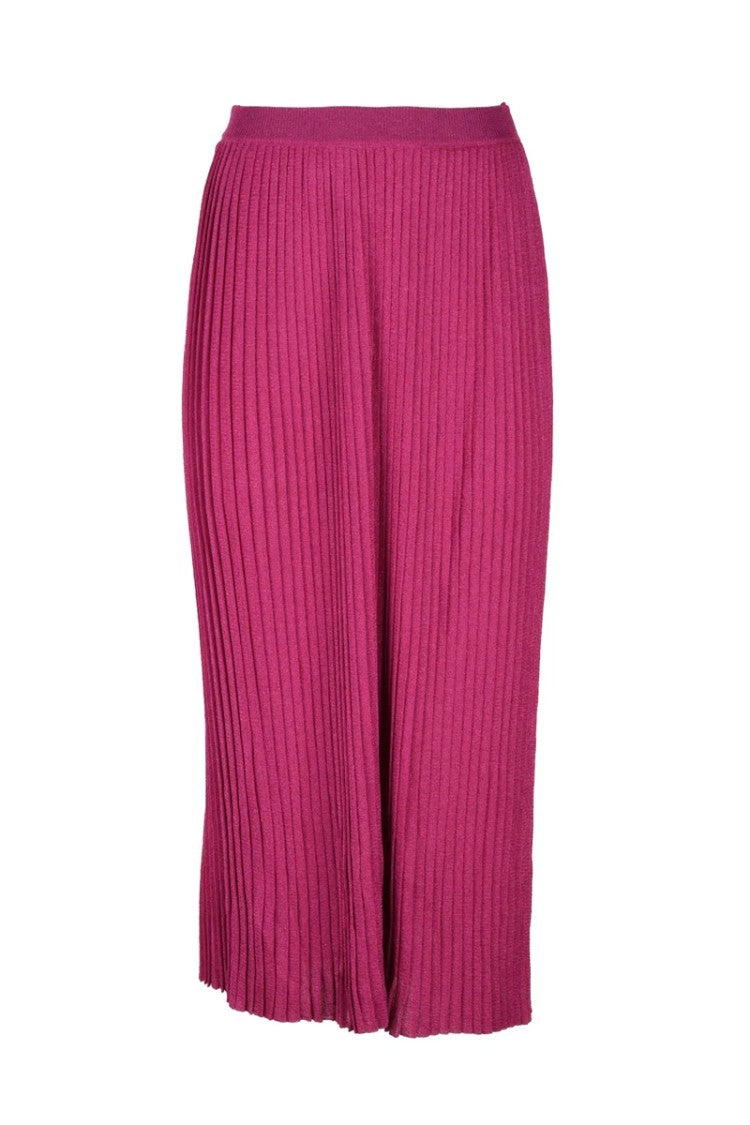Elisabetta Franchi Long Pleated Lamé Skirt - Fuchsia