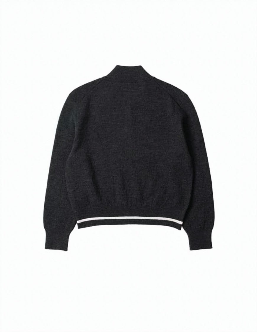 Margaret Howell Knitted Turtleneck Sweater With Half-Zip And Ribbed Detail