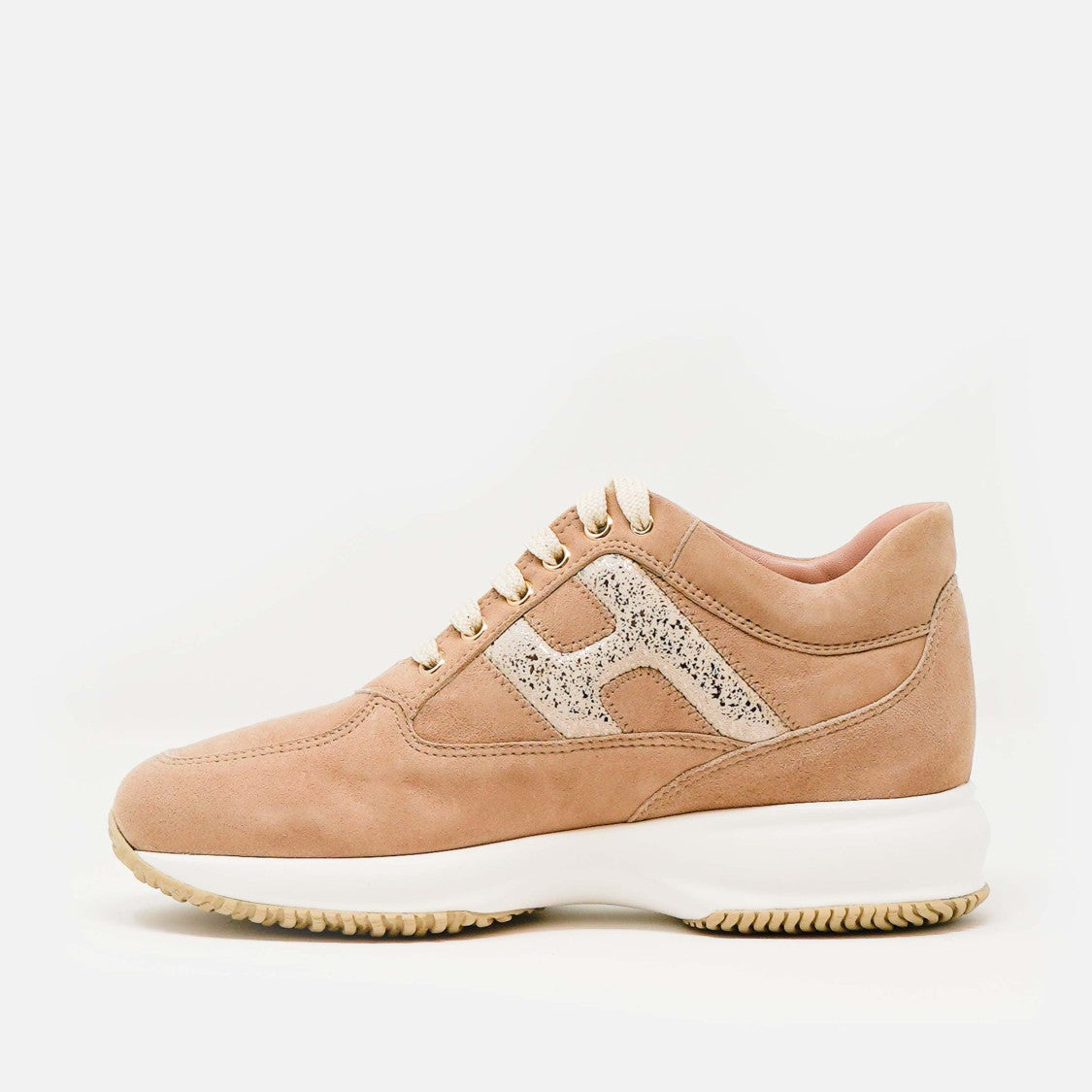 Hogan Interactive Sneakers In Beige H Platinum Suede