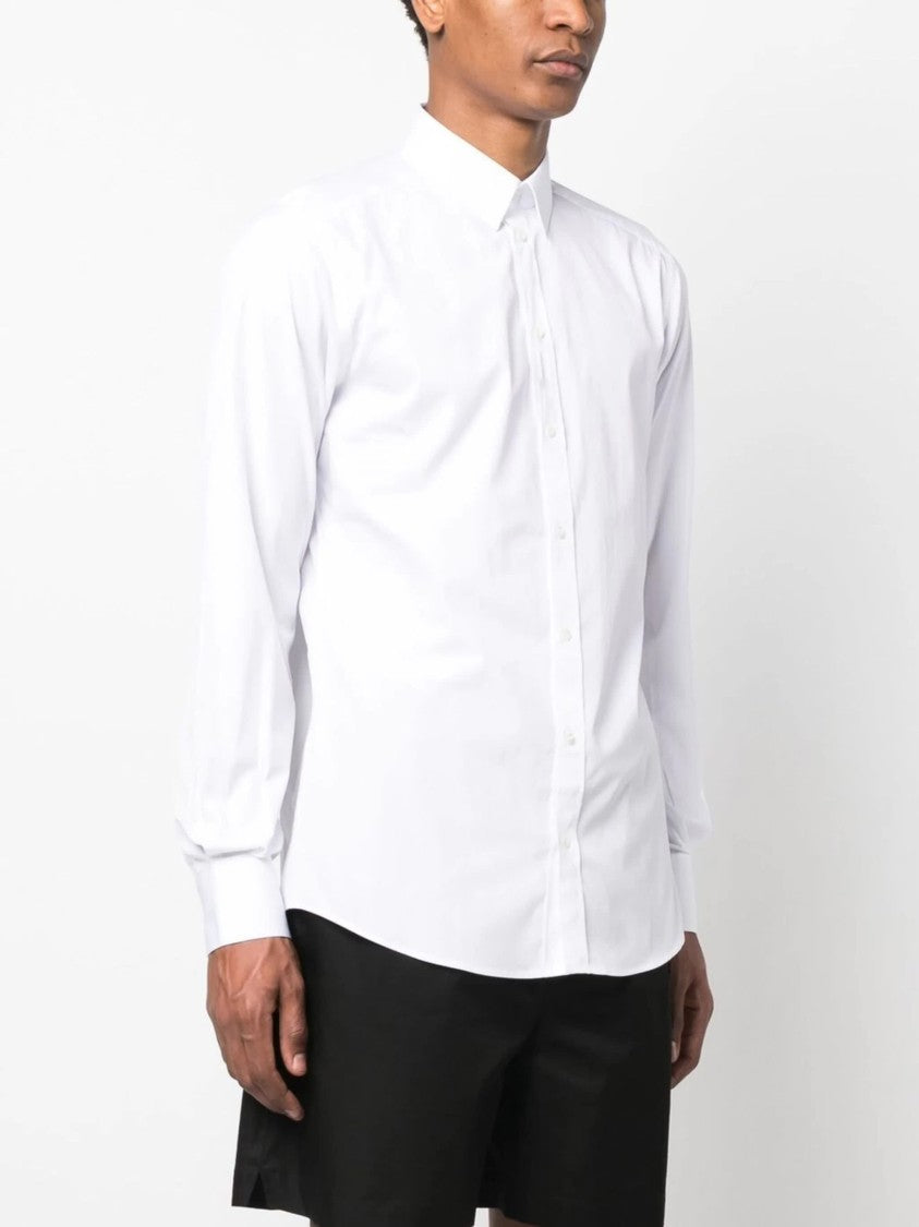 Dolce & Gabbana Fitted White Italian Collar Cotton Shirt