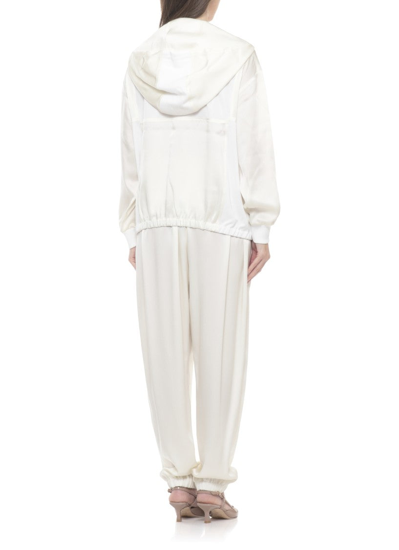 Fabiana Filippi Ivory Viscose-Blend Drawstring Hoodie