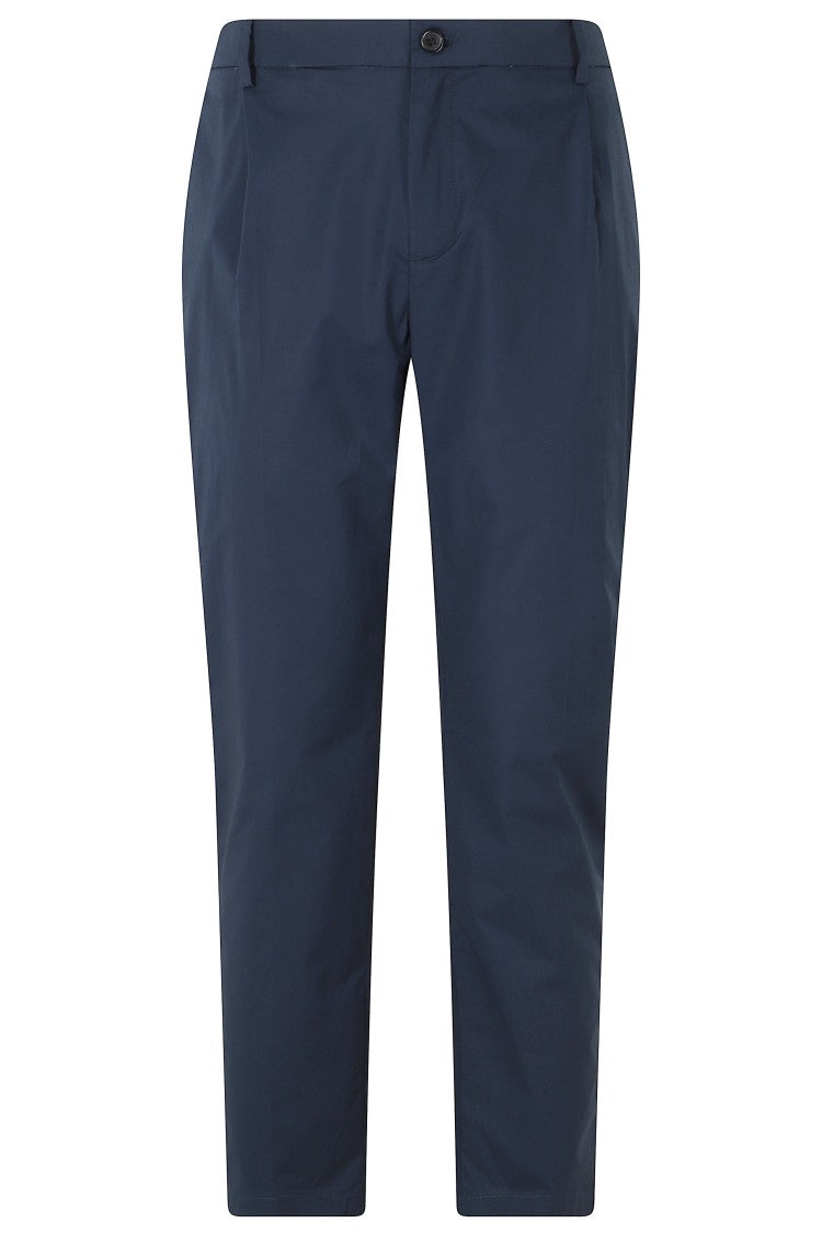 Department 5 Navy Blue Prince Pence Chino Pleats Cotton-Blend Chino Pants