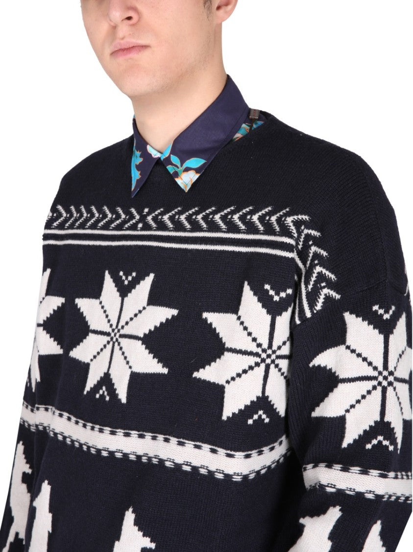 Etro Inlaid Pattern Virgin Wool Sweater