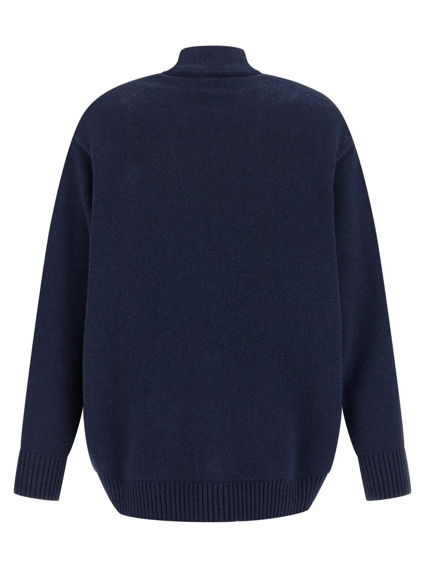 Alberta Ferretti V-Neck Cashmere And Silk Blend Cardigan With Crystal Embroidery