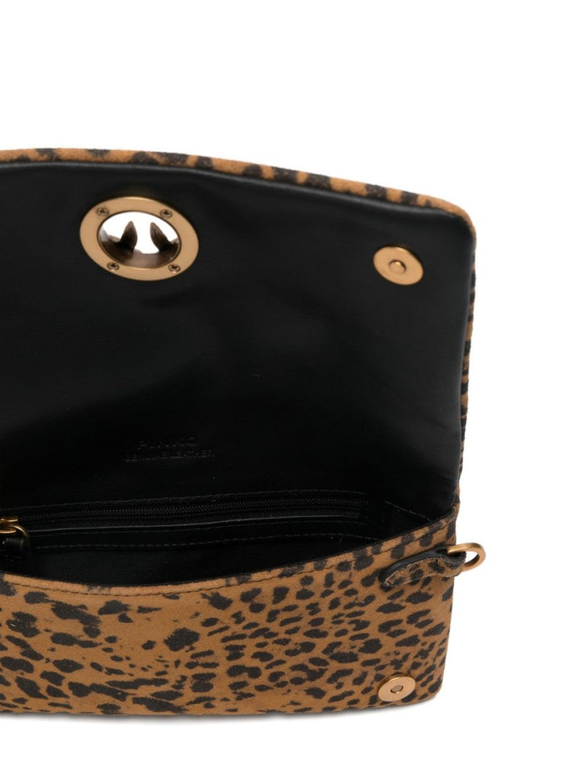 Pinko Brown Animal Print Clutch