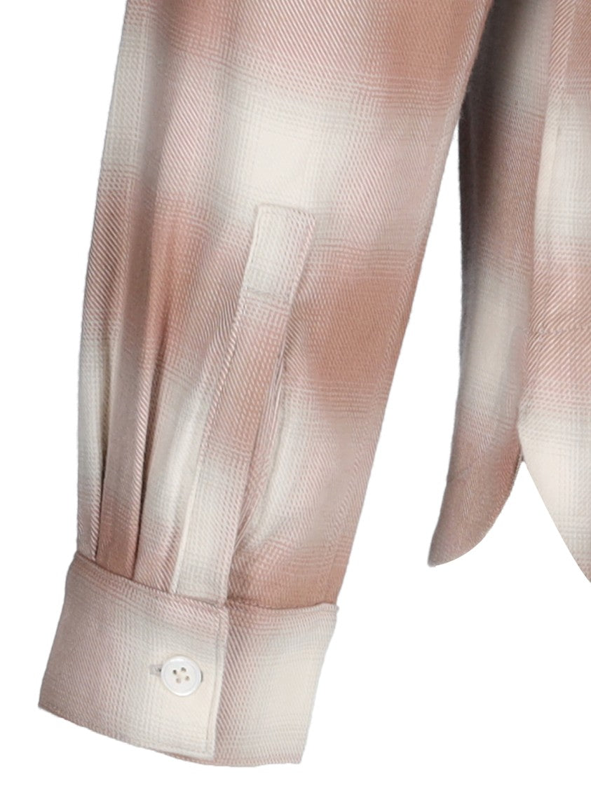 Rhude Brown Cotton Checked Shirt