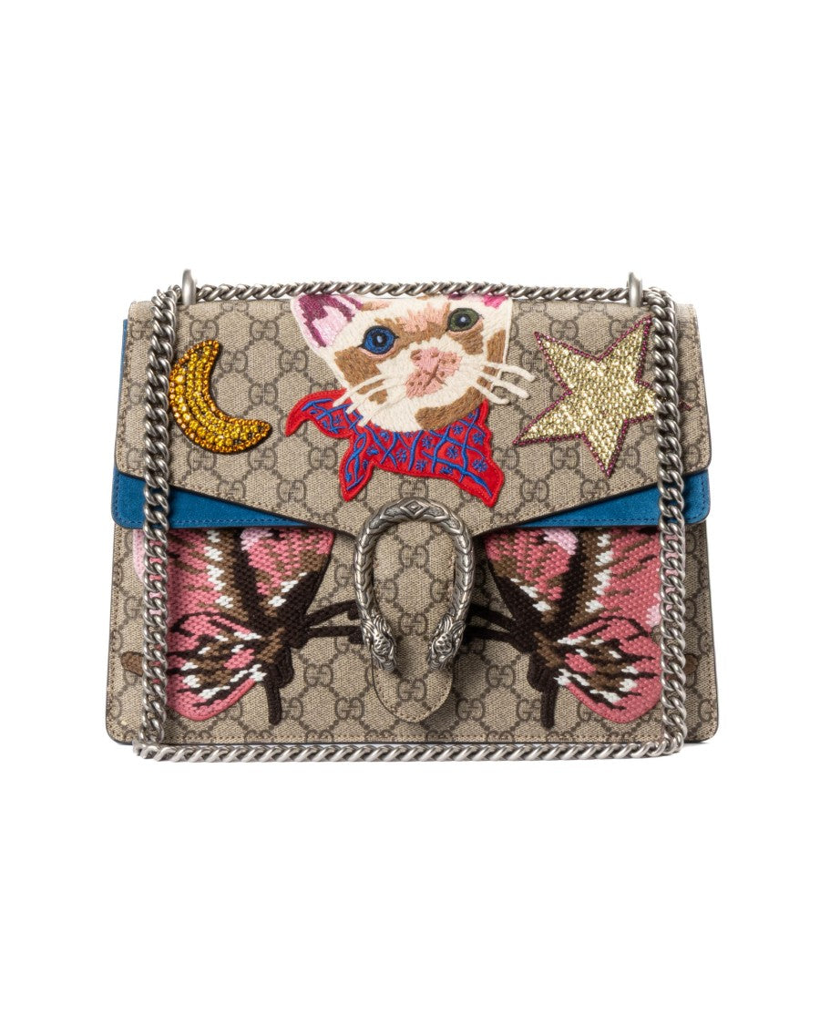 Gucci Dionysus Cat Large Gg Supreme Canvas Shoulder Bag