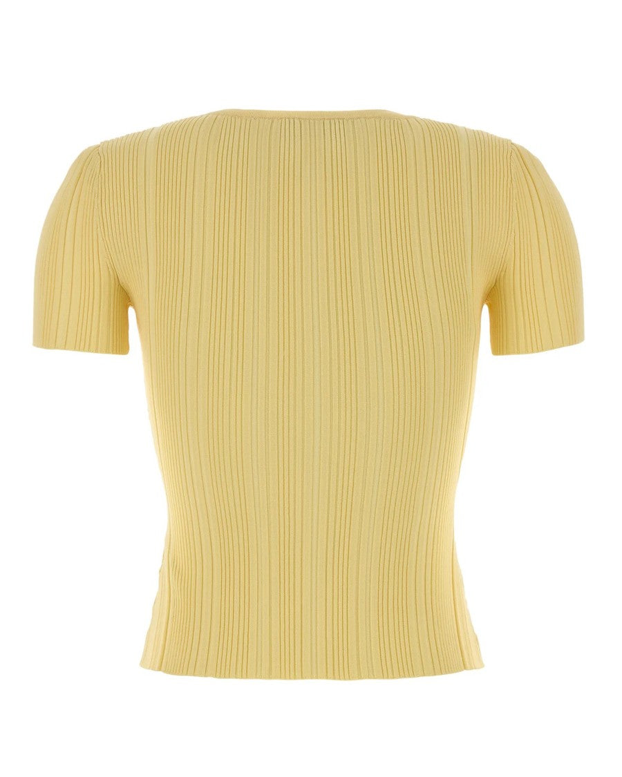 Self-Portrait Ribbed Knit Top With Lace Trims