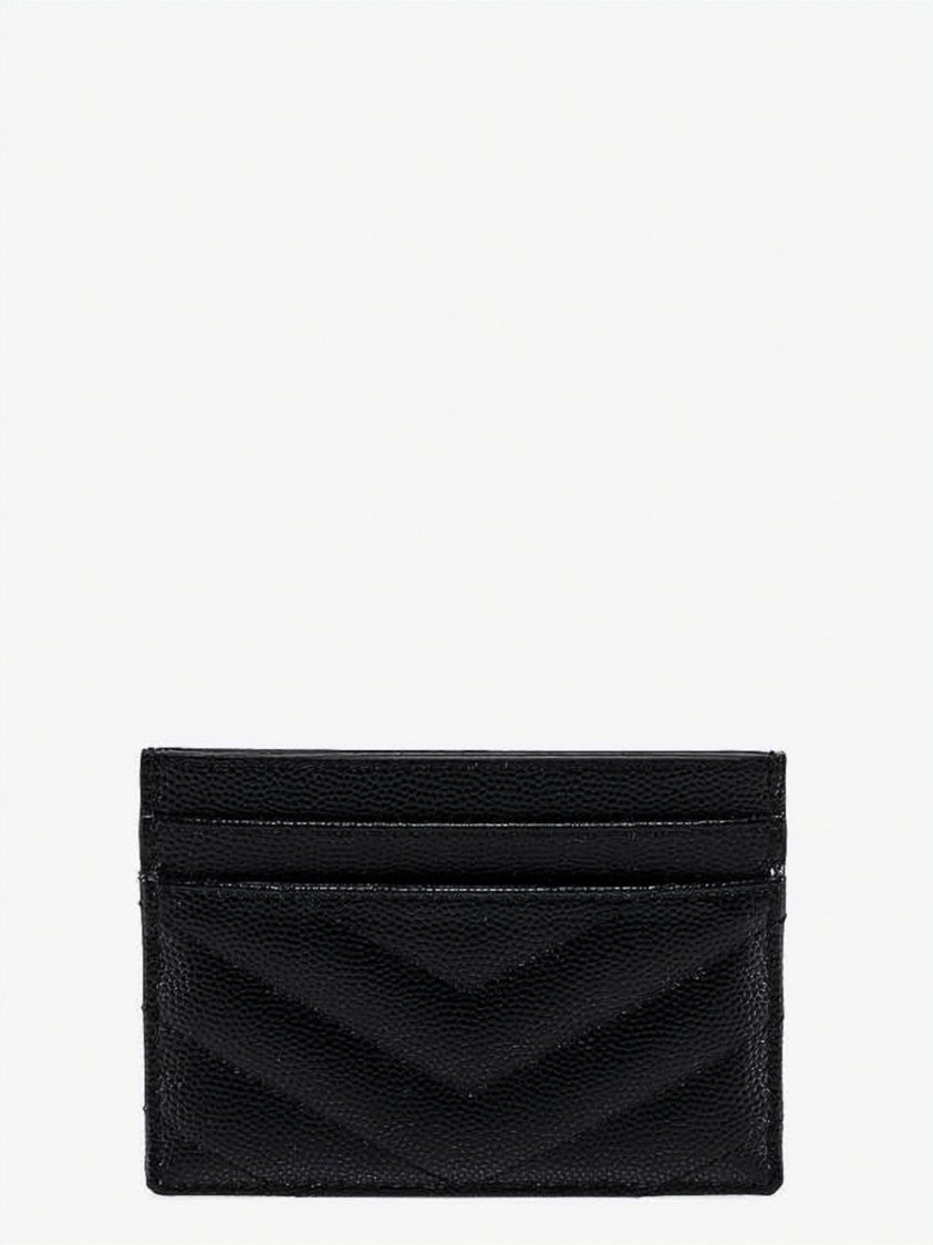 Saint Laurent Chevron Quilted Calf Leather Card Case