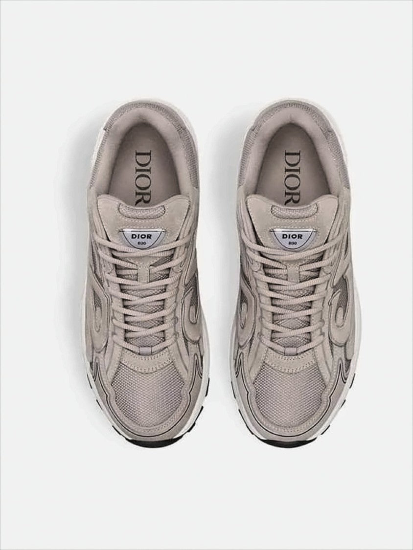 Christian Dior Calf Leather And Fabric Sneakers With Textured Sole
