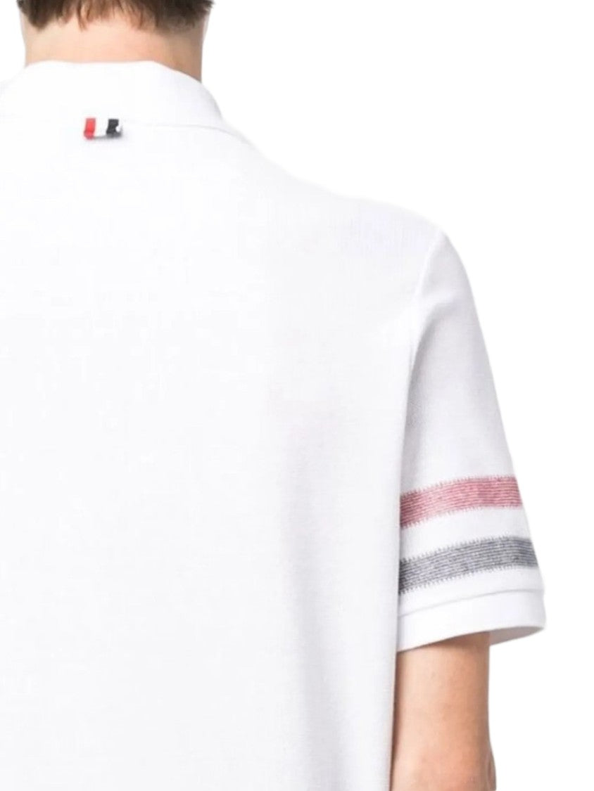 Thom Browne Short-Sleeved Polo With Striped Sleeve Accents