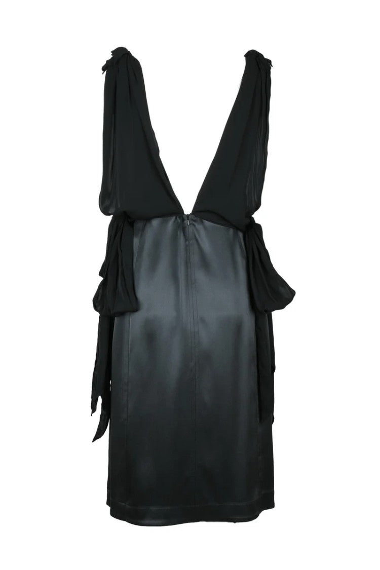 Bottega Veneta Silk Midi Dress Side Slit - Black