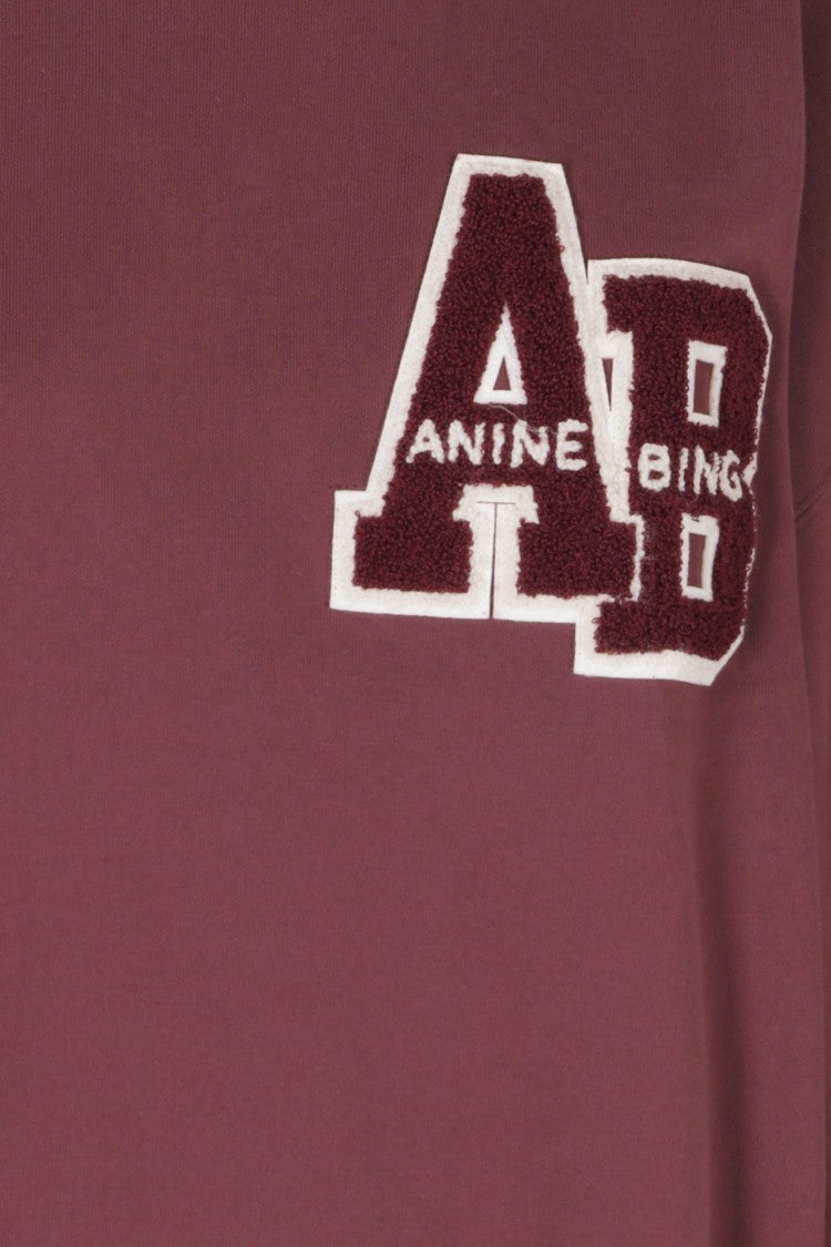 Anine Bing Dark Miles Letterman Oversized Brushed Cotton Sweatshirt
