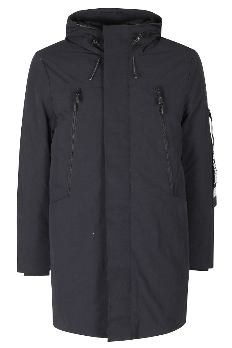 Outhere Technical Cotton Long Parka With Front Zip Closure And Hood
