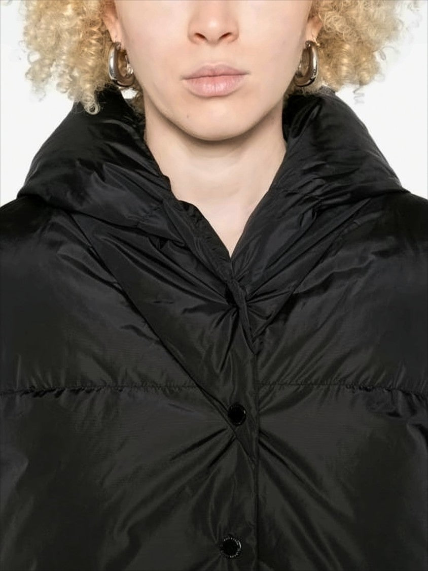 Canada Goose Puffer Jacket With Contrasting Knit Sleeves And Hood