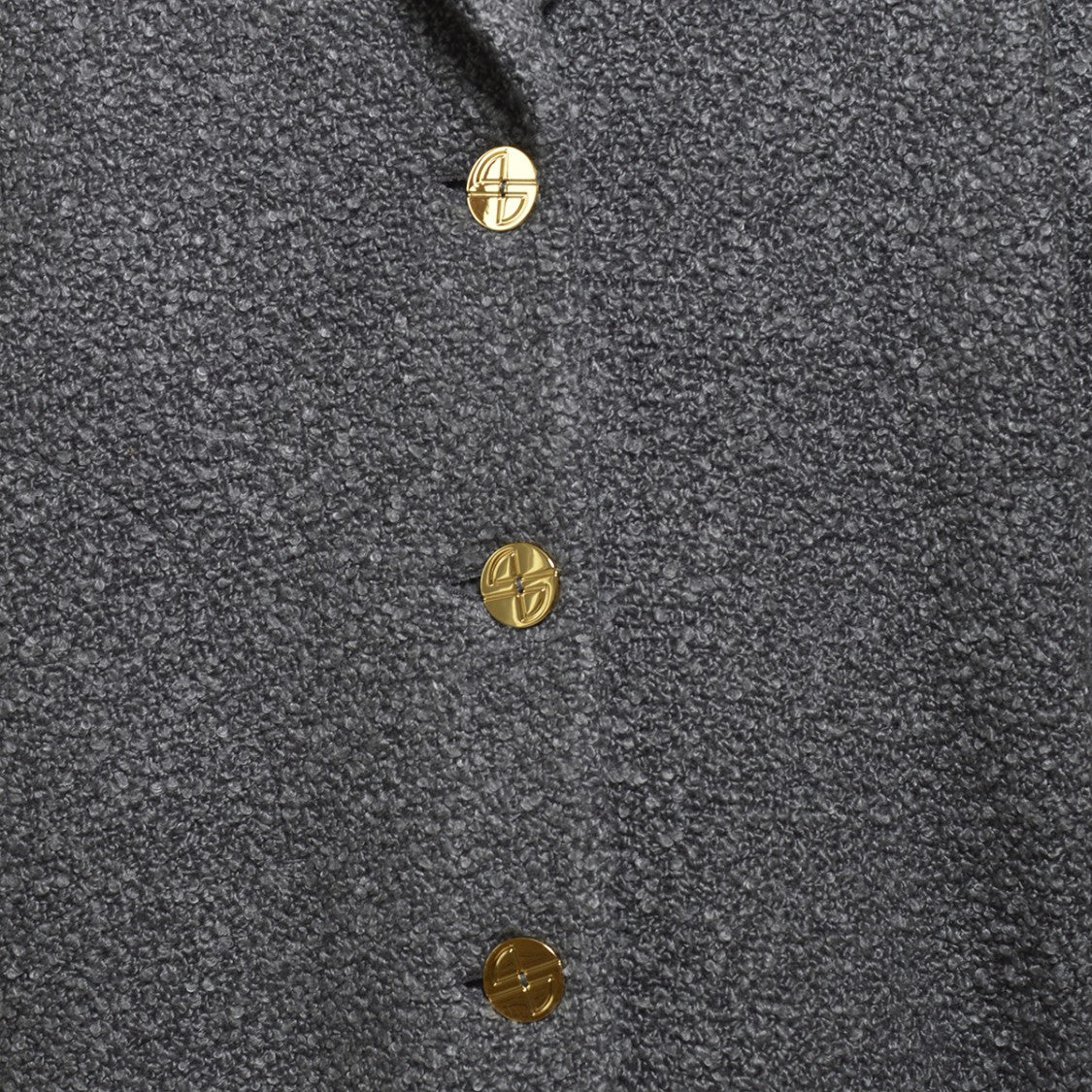 Patou Elliptic Single Breasted Boucle Wool Coat - Charcoal