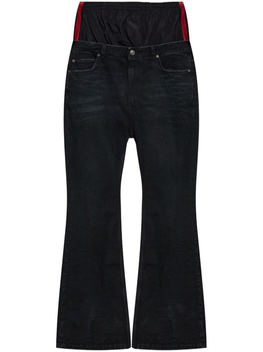 Balenciaga Black And Red Layered Jeans