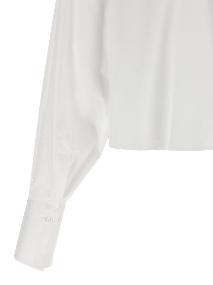 Ermanno Scervino Cropped Cotton Poplin Shirt With Plastron Detail