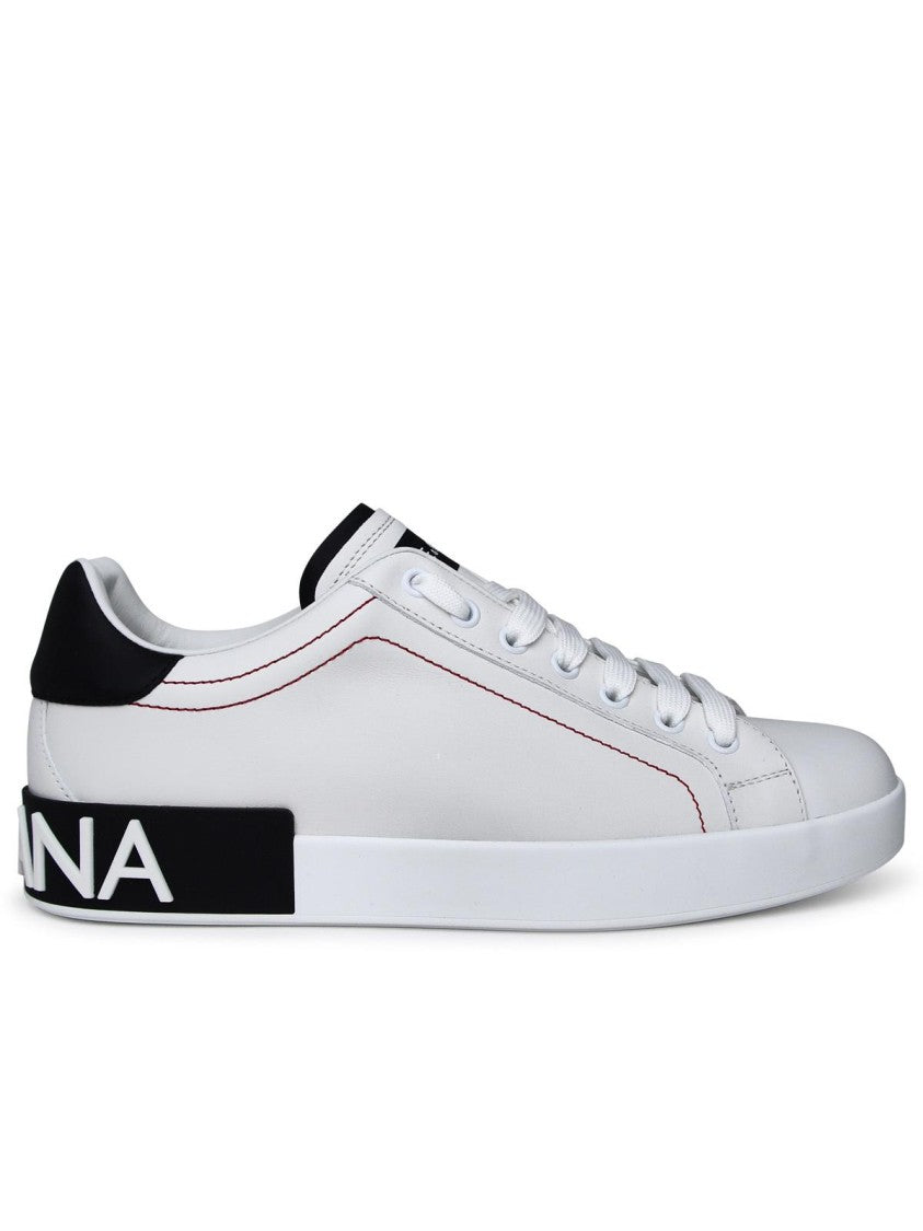 Dolce & Gabbana Portofino White Leather Sneakers