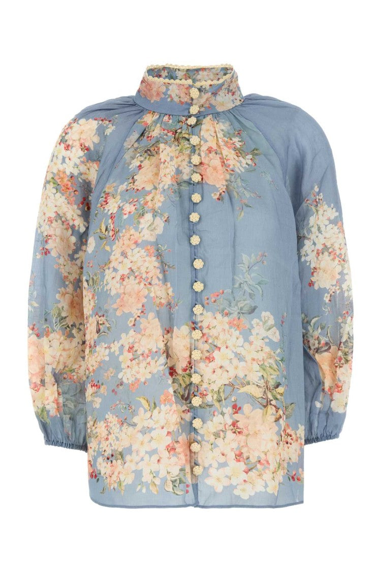 Zimmermann Printed Ramie Cascadian Blouse