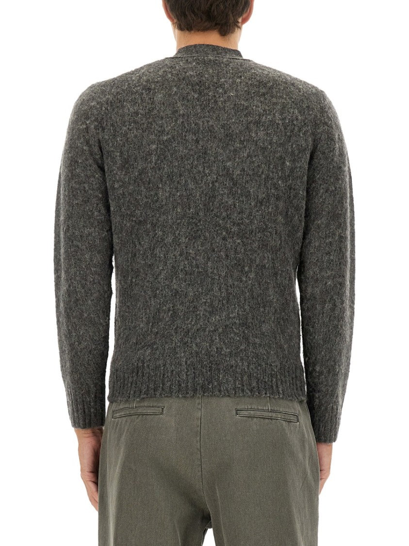 Aspesi Textured Grey Wool Cardigan