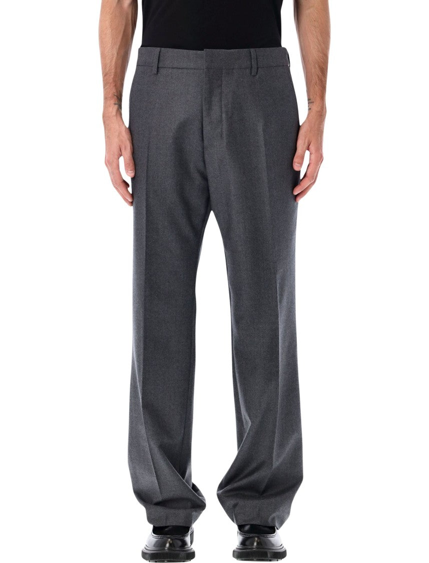 Ami Paris Tailored Anthracite Wool Trousers With Refined Silhouette