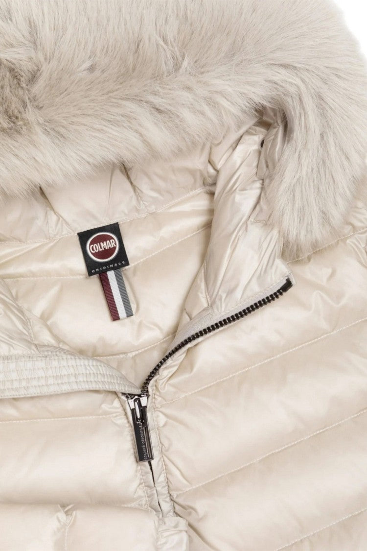 Colmar Cream Hooded Chevron-Quilted Polyamide Puffer Jacket