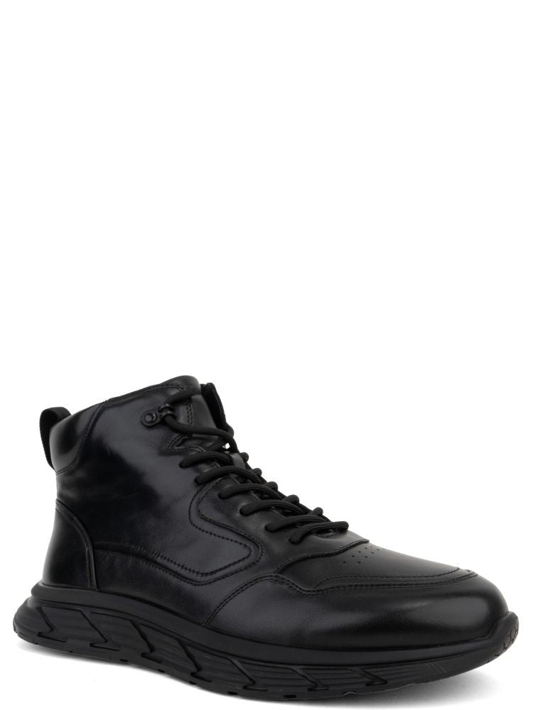 Sergio Moretti Black Smooth Leather Lace-Up Ankle Boots