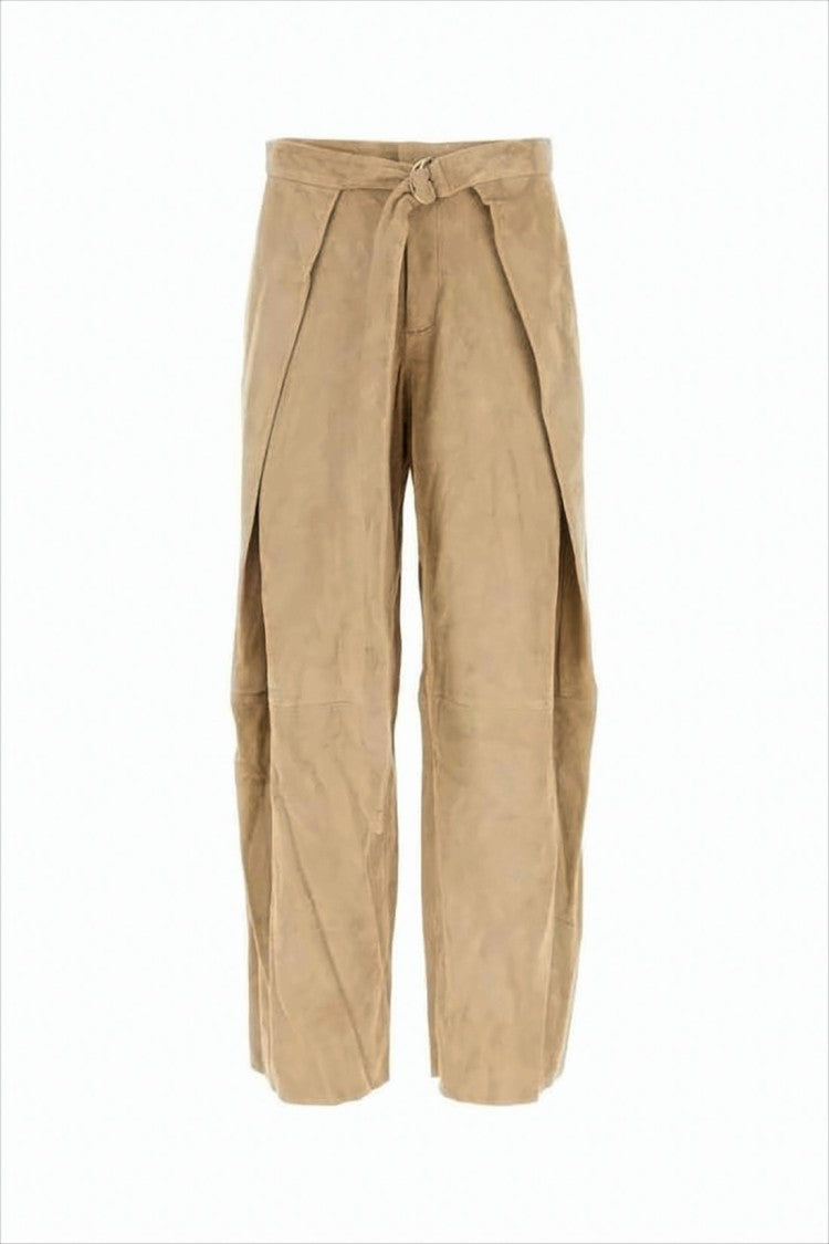 Ami Paris Wide-Leg Suede Pants With High Waist