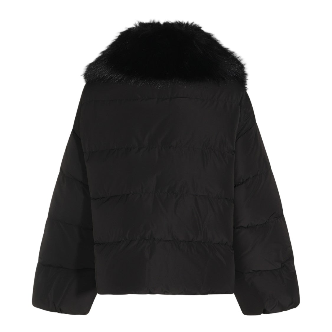 Twin-Set Plush Fur Collar Voluminous Puffer Down Coat