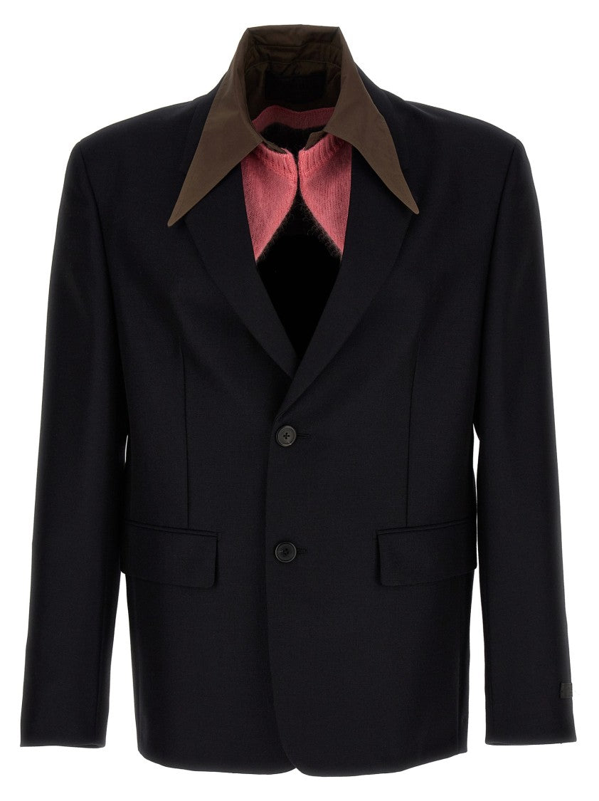 Prada Removable Collar Single-Breasted Blazer