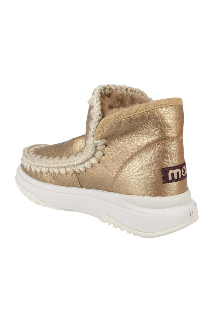 Mou Metallic Gold Leather Eskimo Jogger Boots