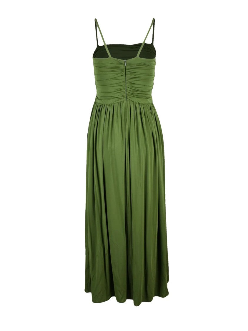 Max Mara Bottle Green Empire Viscose Elastane Dress