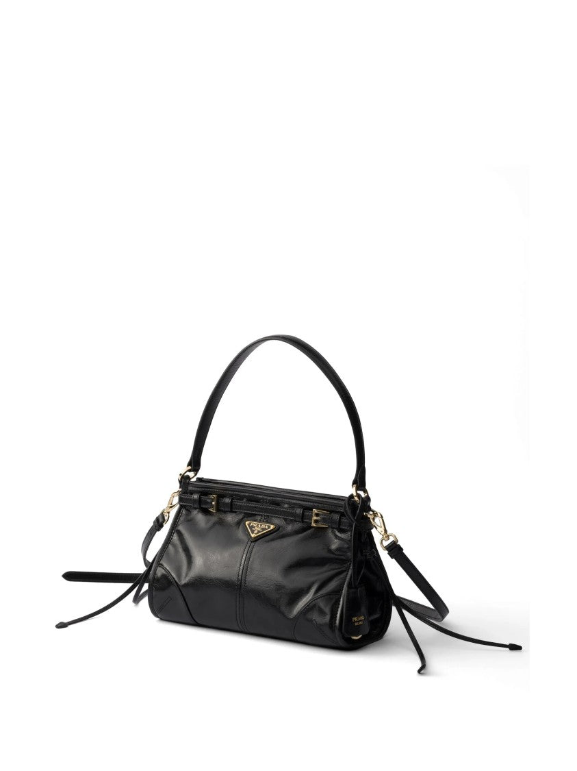 Prada Medium Handbag With Glossy Finish And Structured Shape