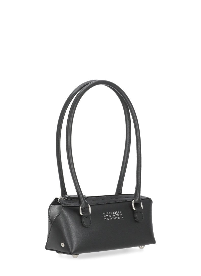 Mm6 By Maison Margiela Sleek Rectangular Black Leather Mm6 Shoulder Bag