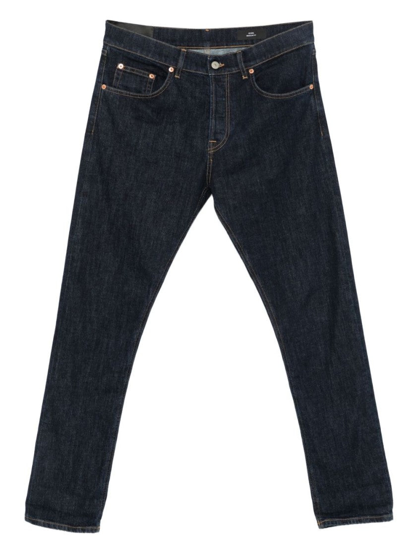 Dondup Straight-Leg Dark Indigo Jeans With Contrast Stitching