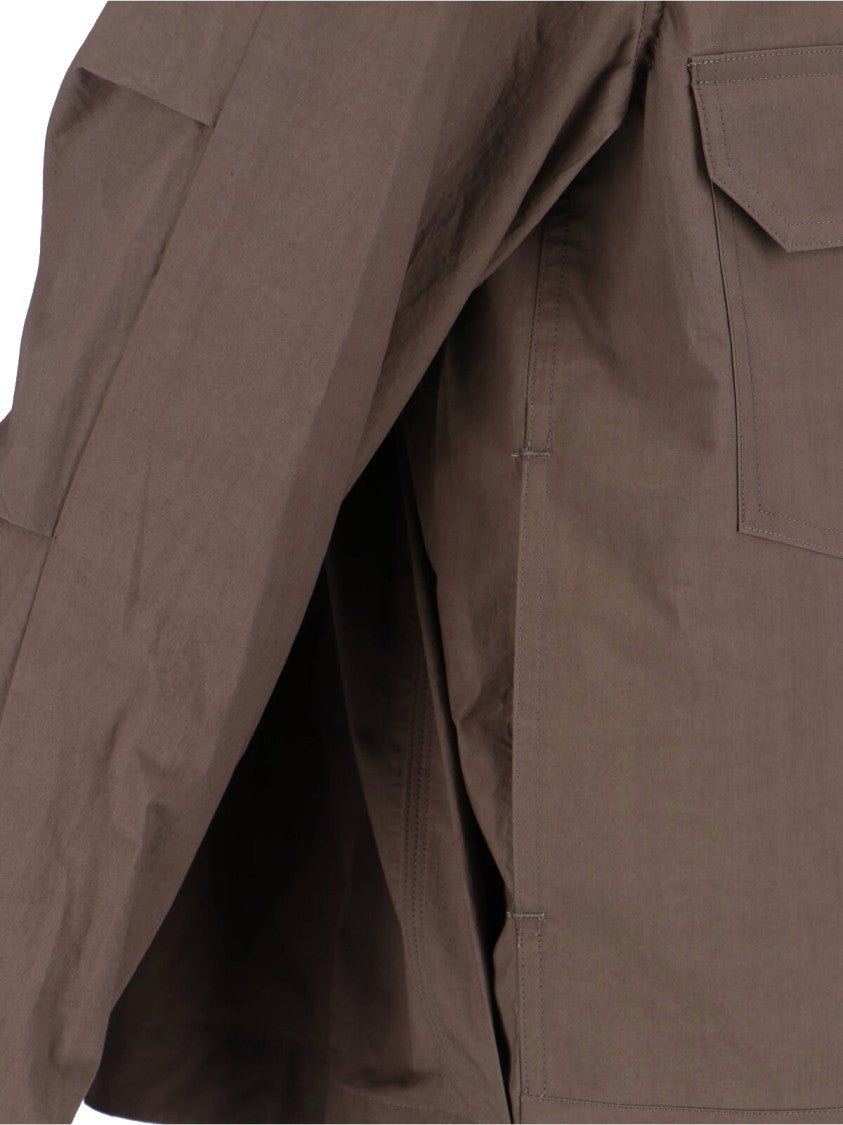 Sacai Layered Beige Jacket With Dynamic Textures