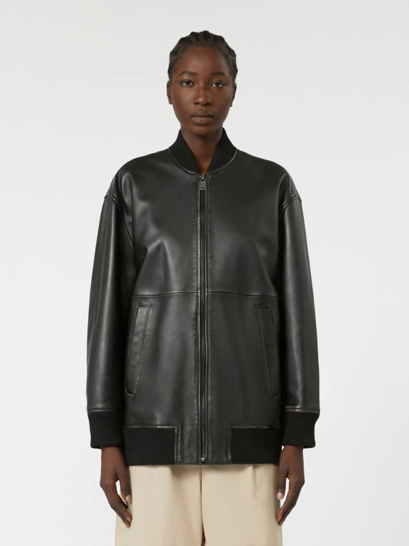 Max Mara Refined Tactical Jacket In Lamb Leather