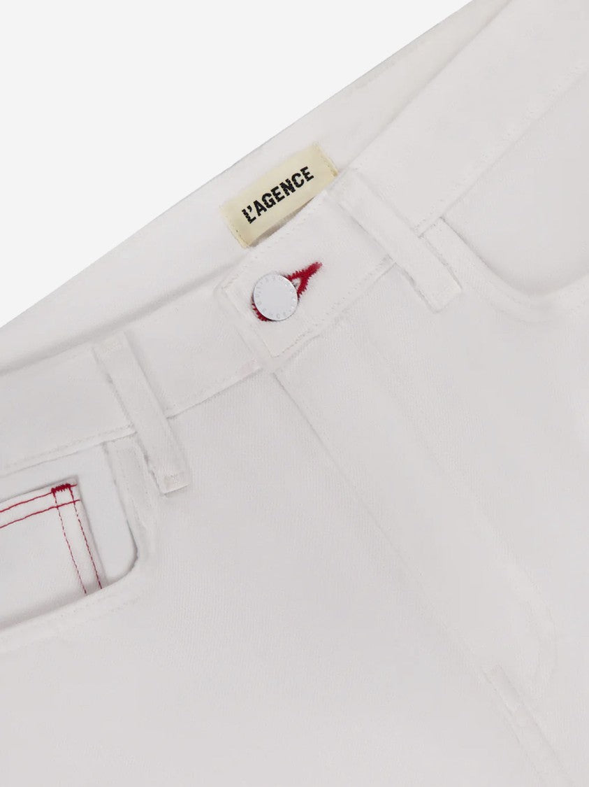 L'agence White Cotton Denim Jeans With Belt Loops