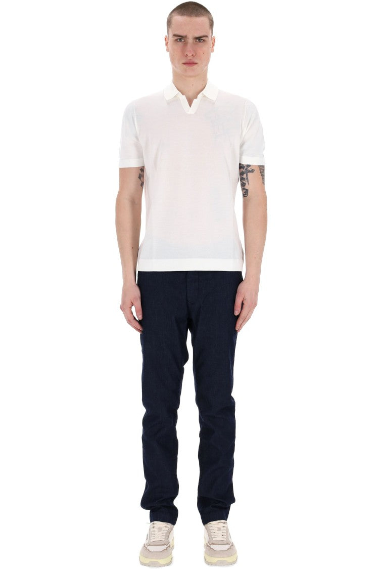 Drumohr Frosted Superlight Cotton Open Collar Polo