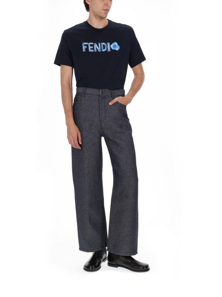 Fendi Relaxed Fit Linen-Cotton Blend Jeans