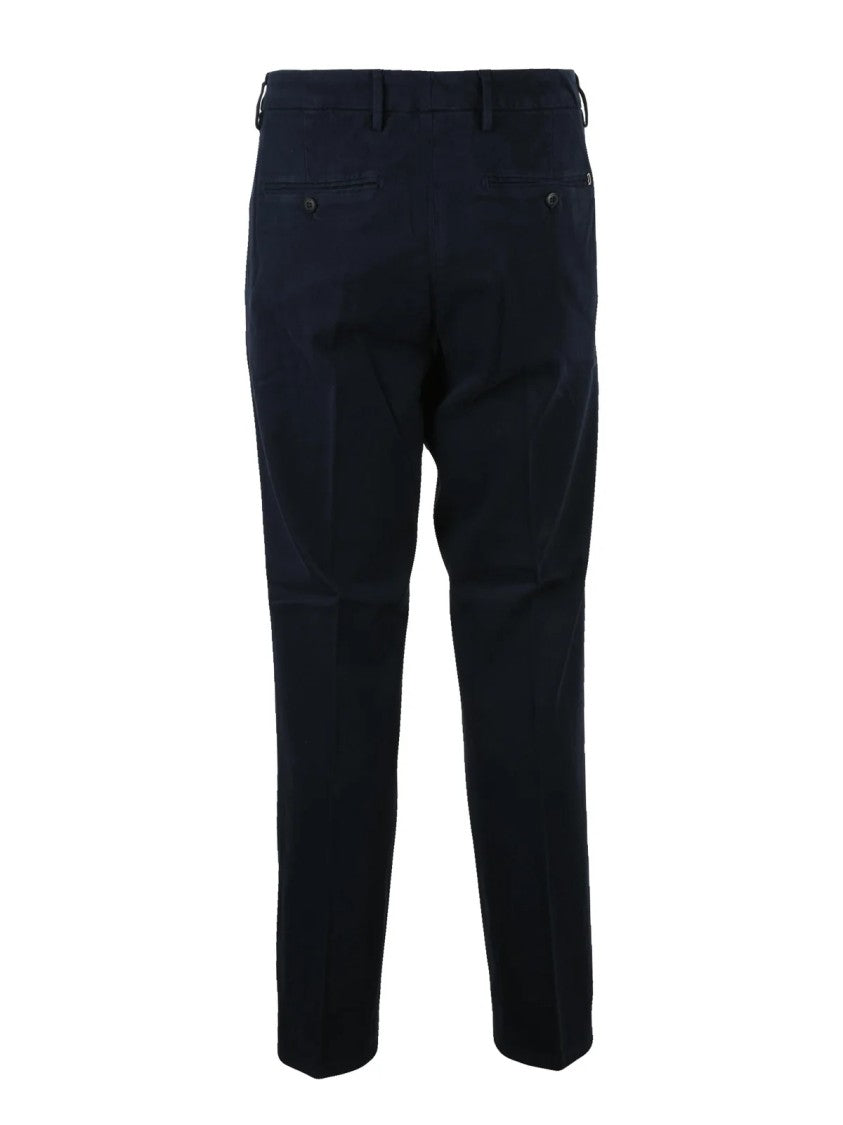 Dondup Blue Ralp Pleated Tailored Stretch Cotton Trousers