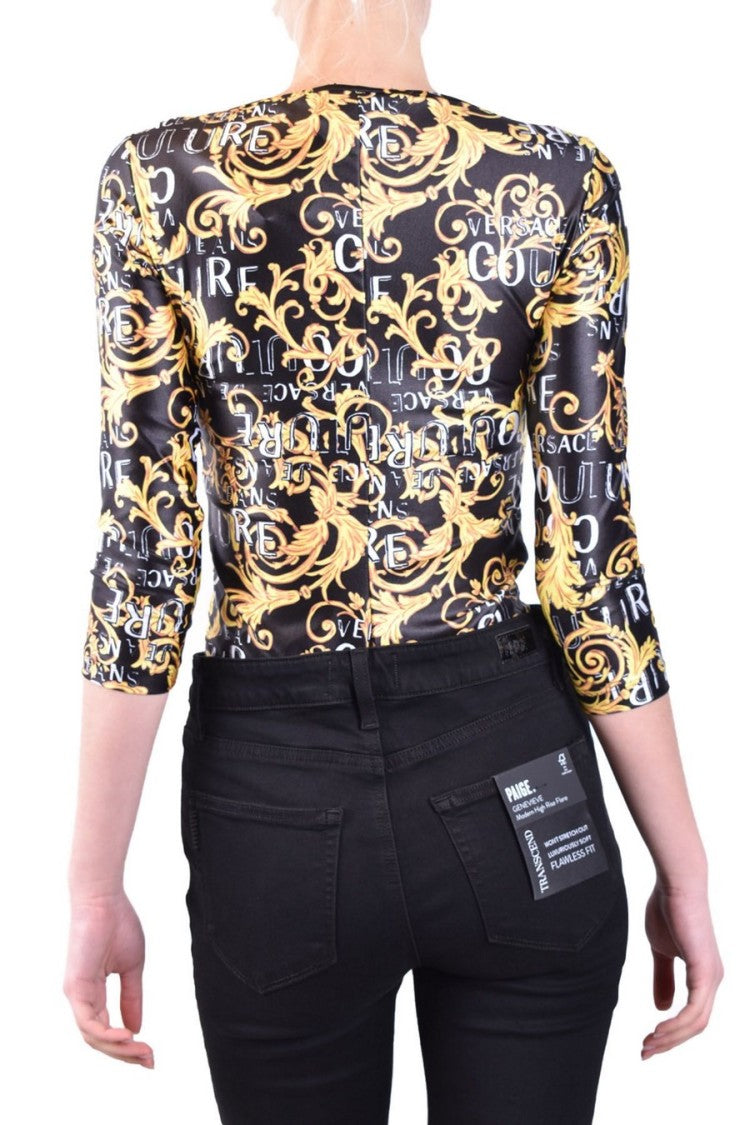 Versace Jeans Couture Baroque-Inspired Fitted Bodysuit With Golden Detailing