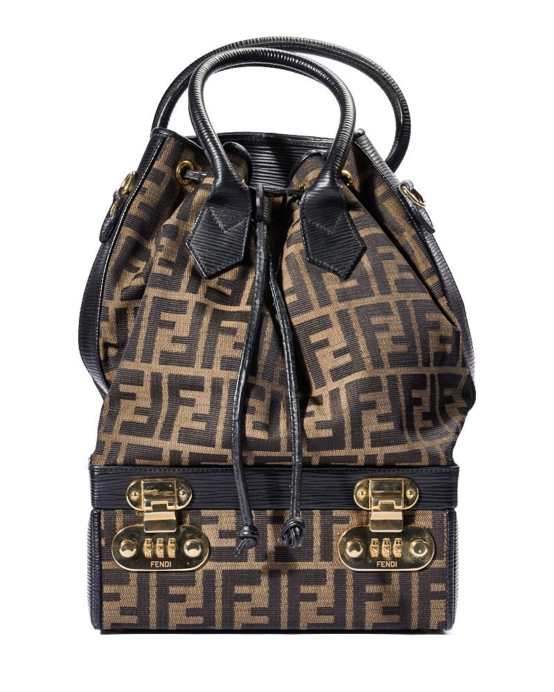 Fendi Vintage Ff Logomania Shopper Trunk In Brown