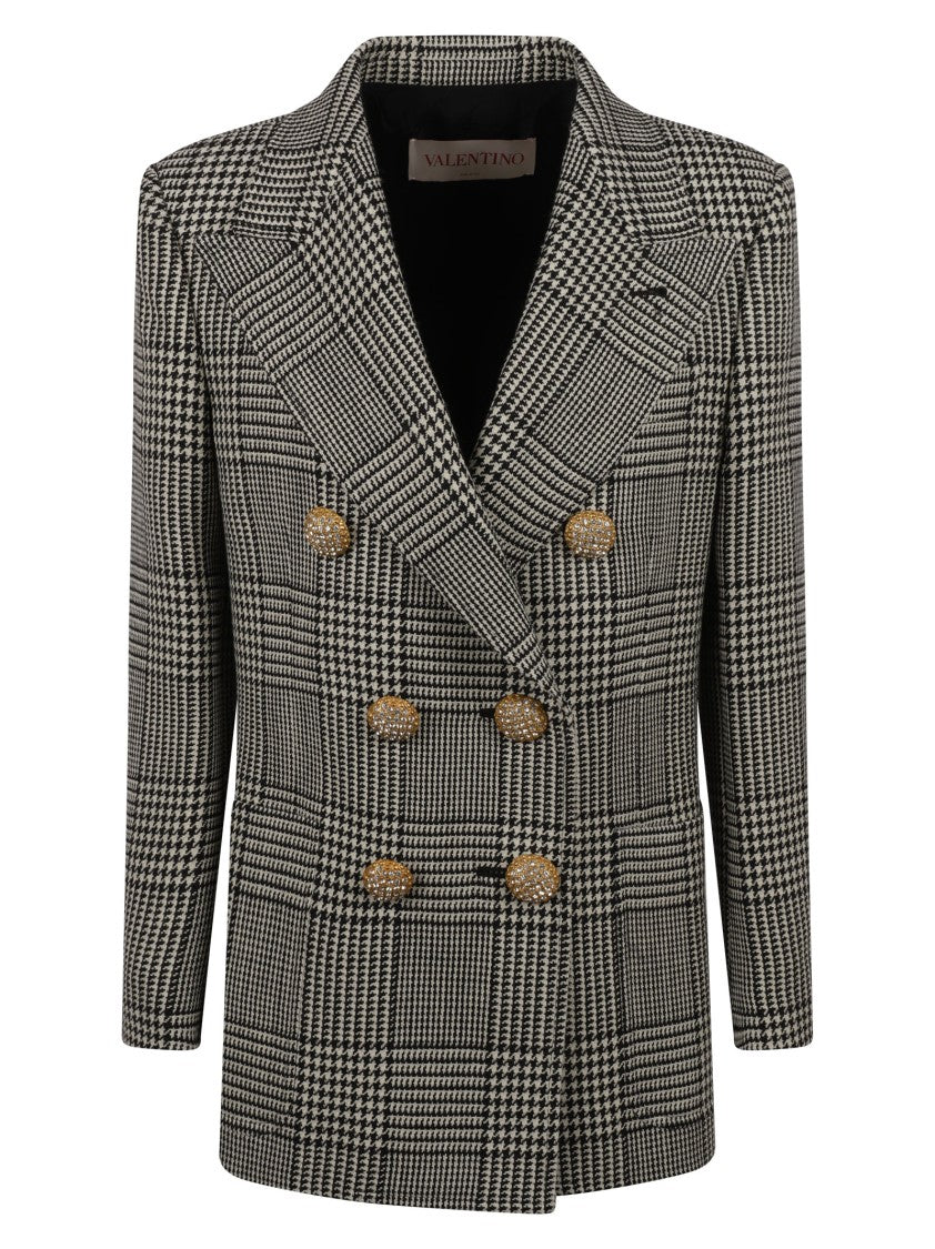 Valentino Garavani Double-Breasted Check Pattern Jacket