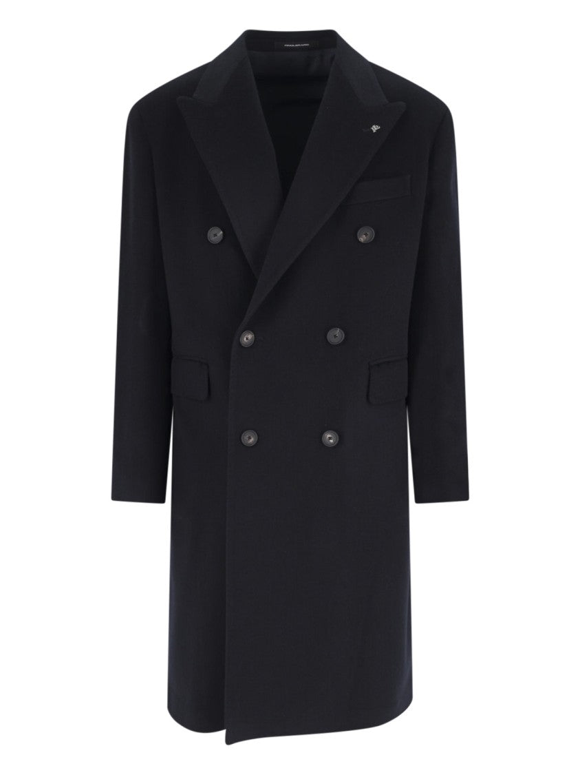 Tagliatore Double-Breasted Virgin Wool Coat With Notched Lapel