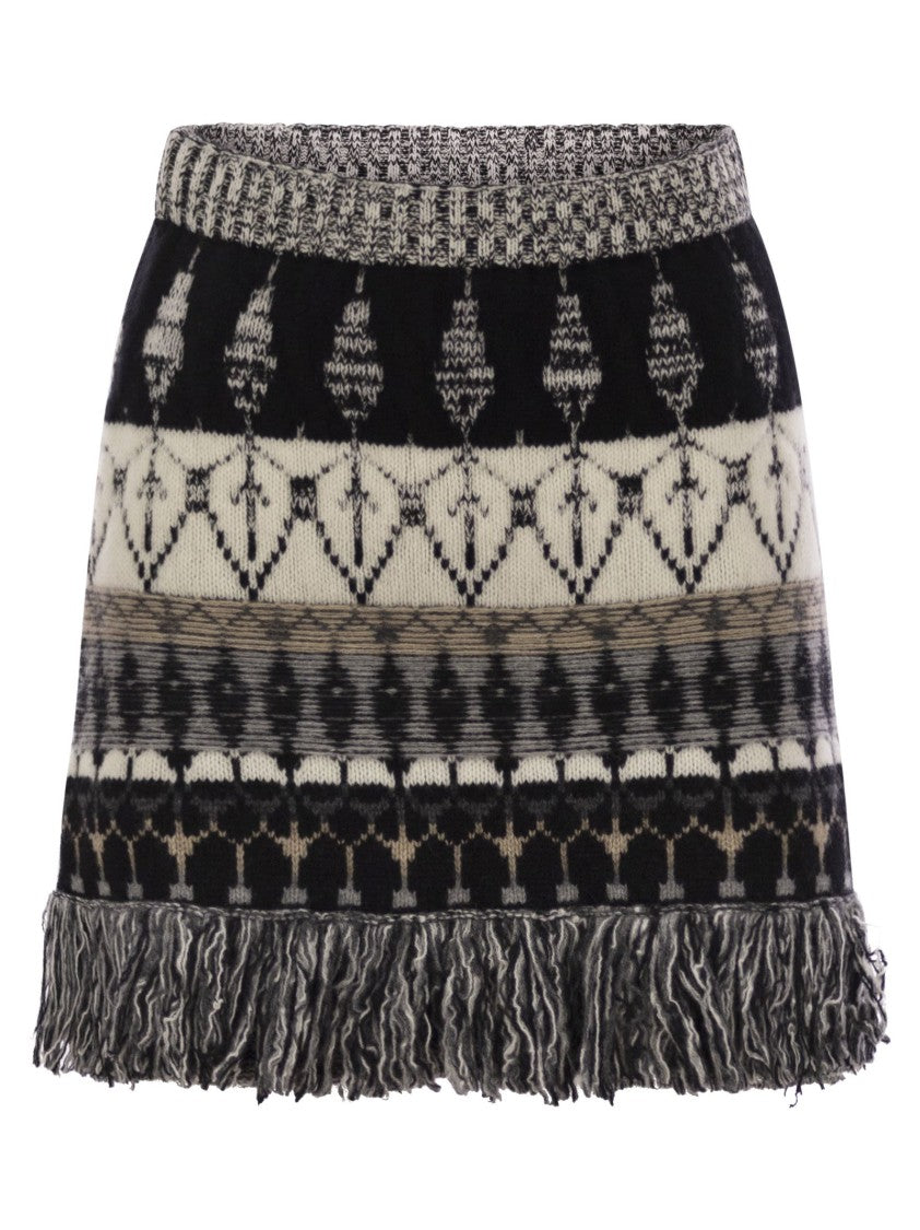 Vanisé Wool And Cashmere Blend Jacquard Skirt