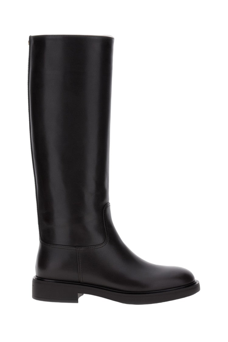 Gianvito Rossi Leather High Boots With Gold Application Detail