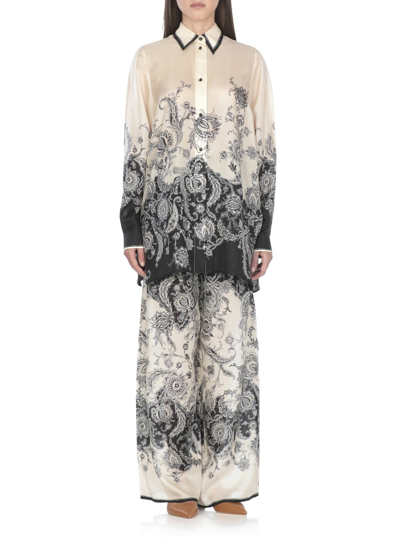 Zimmermann Ivory Silk Shirt With Contrasting Paisley Pattern