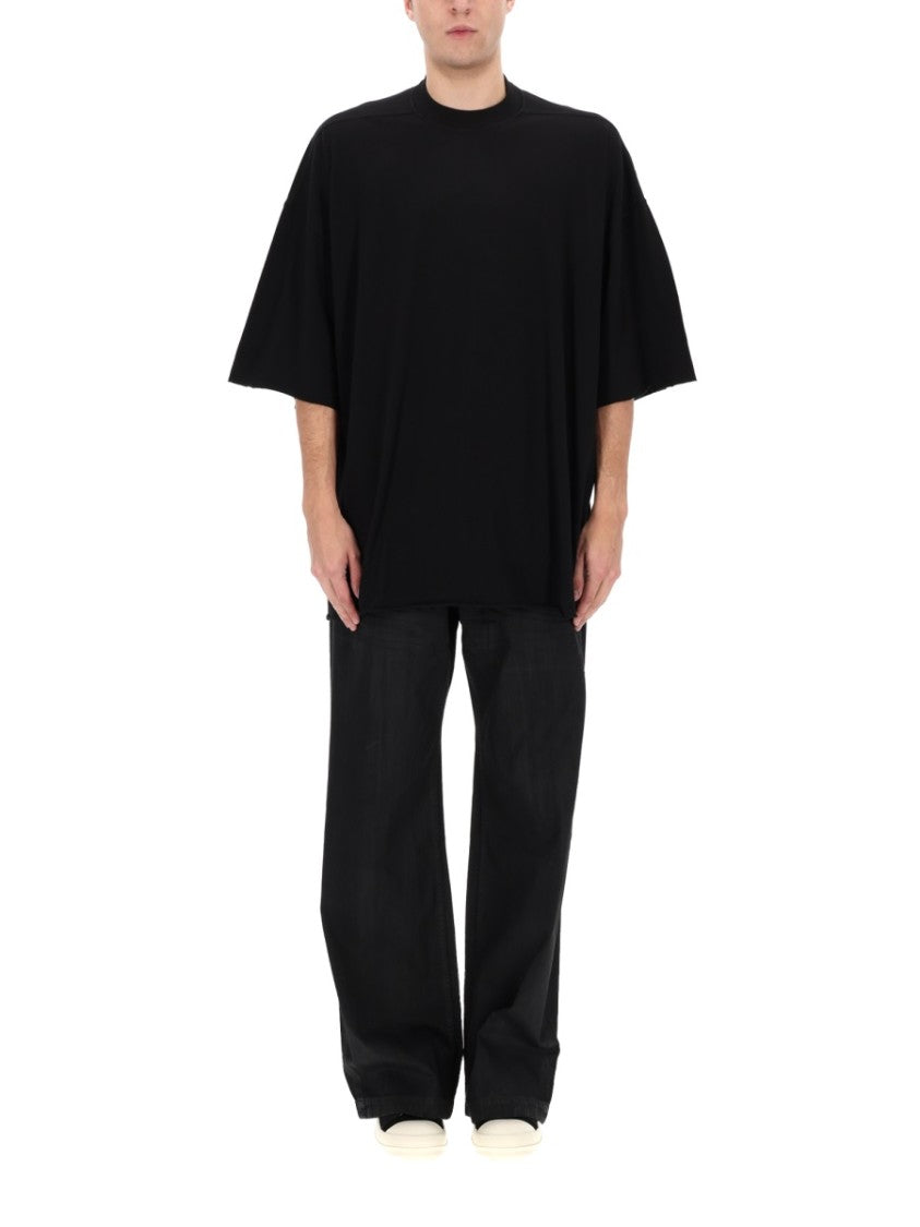 Drkshdw By Rick Owens Tommy T Oversized Boxy Asymmetrical Cotton T-Shirt